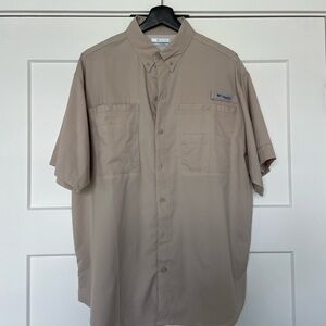 Columbia Men's Beige Button-Down Shirt